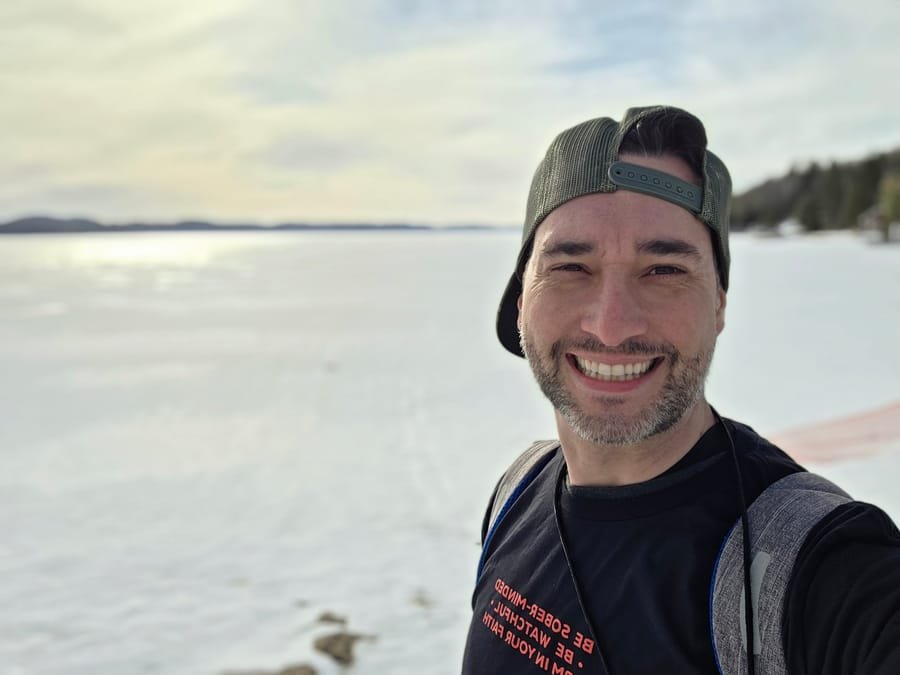 David Birnie smiling in front of a frozen lake